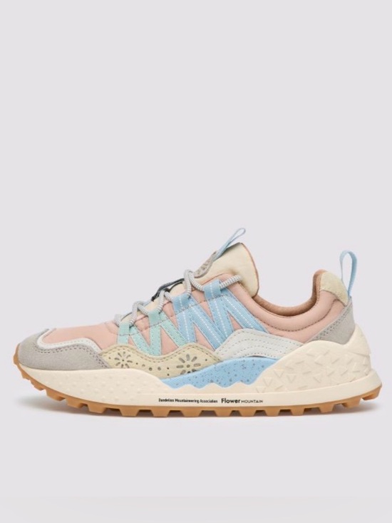 Flower Mountain Shoes - NWT Flower Mountain WASHI WOMAN Suede and technical fabric sneakers - Cream-Pink